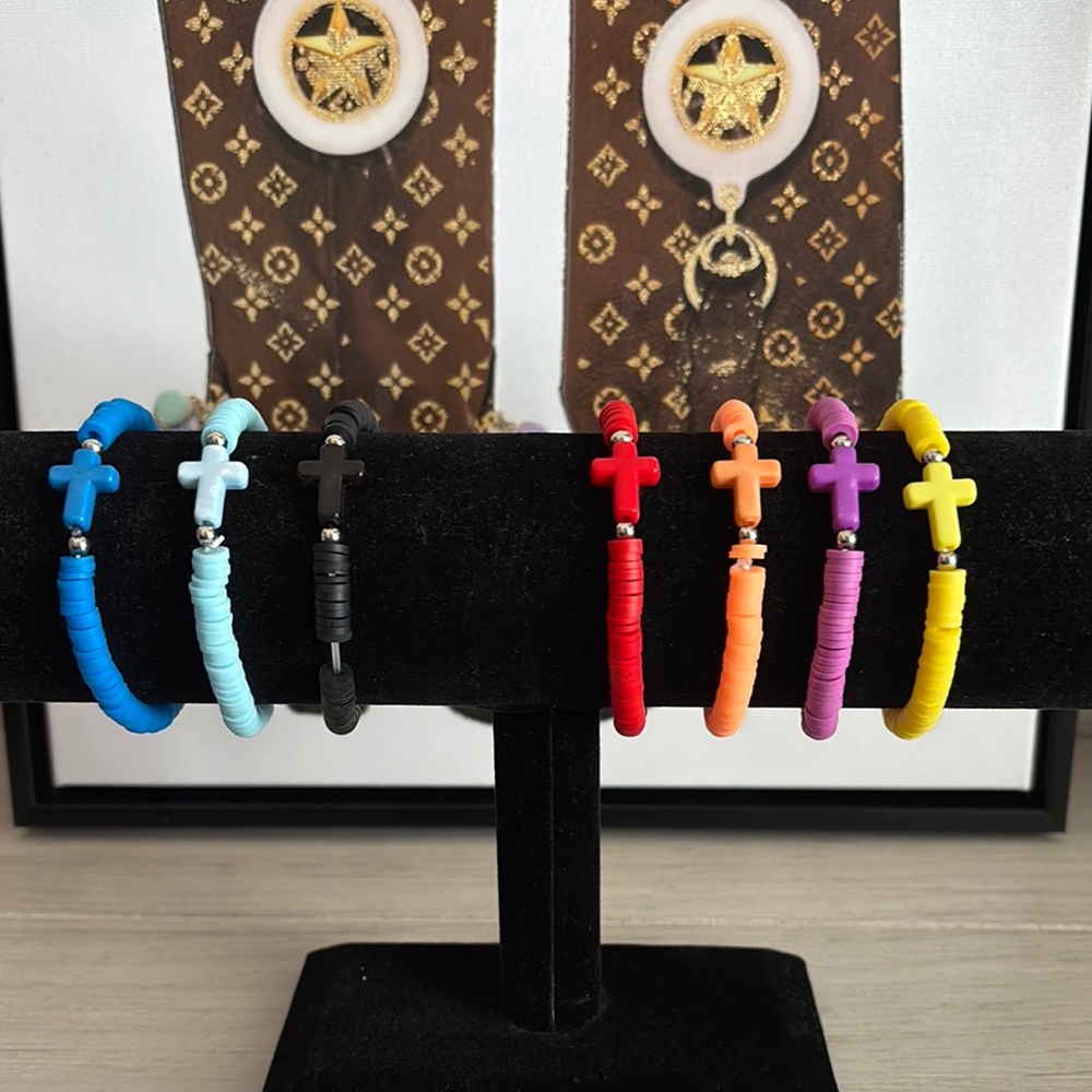 Colorful Polymer Clay Bead Bracelet